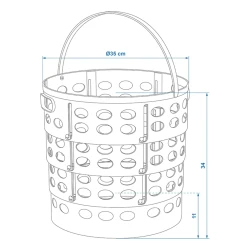 Wäschekorb faltbar Camping Wäschebox Kunststoff hellgrau 35 x 34 cm Kompakt klappbar mit 2 Seitengriffen und Klappgriff, offen H 34 cm, gefaltet H 11 cm