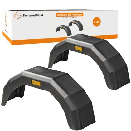 2 x Kotflügel für Anhänger, mit Reflektor, geeignet für 13 Zoll Räder, elastisch, stoßfest, UV-beständig, für zb. Anhänger, Pferdeanhänger