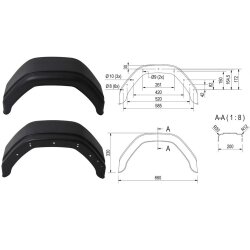 2 x Kotflügel für Anhänger (2066), passend für 13 Zoll Räder – Kunststoffmaterial, 660mm x 200mm x 330mm, ideal für Pferdeanhänger und Autoanhänger