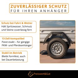 2x Kotflügel Anhänger 660x200x330 mm eckig Radkasten für 13 Zoll Rad - Kunststoff - Stoßfest - Schutzblech für Anhänger Modell 2066