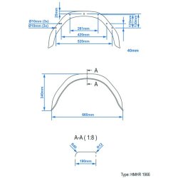 2x Kotflügel Anhänger 660x190x340mm eckig Radkasten für 13 Zoll Rad - verzinkt Stahlblech 1mm - Stoßfest - Modell 1966