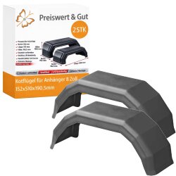 2x Kotflügel Anhänger 152x510x190,5 mm eckig Radkasten für 8 Zoll Rad - Kunststoff - Stoßfest - UV-beständig - stoßfest