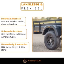 2x Kotflügel Anhänger 620x238x172 mm eckig Radkasten für 14 Zoll Rad - Kunststoff mit Reflektor - Stoßfest - Schutzblech für Anhänger