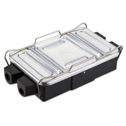 Verteilerdose 8x4 polig für Fahrzeug Elektrik im Außenbereich Verbindungsdose aus PA Polyamid mit Aluminium Abdeckplatte, spritzwassergeschützt, Maße 17,1 x 9,3 x 3,3 cm, Montage am Fahrzeug