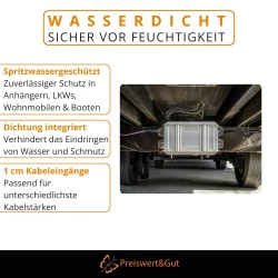 Verteilerdose 8x4 polig für Fahrzeug Elektrik im Außenbereich Verbindungsdose aus PA Polyamid mit Aluminium Abdeckplatte, spritzwassergeschützt, Maße 17,1 x 9,3 x 3,3 cm, Montage am Fahrzeug