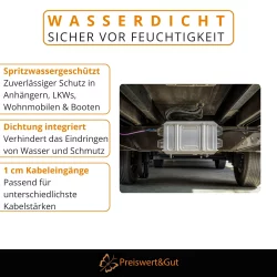 Verteilerdose Anhänger 8x4 polig für Fahrzeug Elektrik im Außenbereich Verbindungsdose aus PA Polyamid mit Aluminium Abdeckplatte, spritzwassergeschützt, Maße 17,1 x 9,3 x 3,3 cm, Montage am Fahrzeug