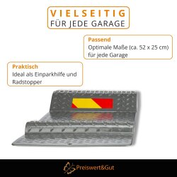 2x Garagen Einparkhilfe er – Radstopper für die Garage, Bremsschwelle mit Klebestreifen oder Bohren, seitliche Einfahrhilfe 52 x 25 cm, Parkmatte für sicheres Einparken