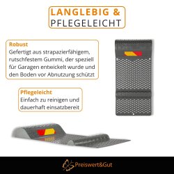 2x Garagen Einparkhilfe er – Radstopper für die Garage, Bremsschwelle mit Klebestreifen oder Bohren, seitliche Einfahrhilfe 52 x 25 cm, Parkmatte für sicheres Einparken