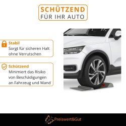 2x Garagen Einparkhilfe er – Radstopper für die Garage, Bremsschwelle mit Klebestreifen oder Bohren, seitliche Einfahrhilfe 52 x 25 cm, Parkmatte für sicheres Einparken