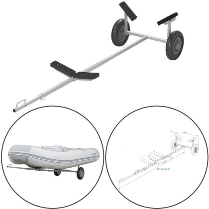 Trailer Bootswagen Slipwagen mit Luftreifen und Stahlrahmen Q235 ausziehbarer Griff 245–304 cm demontierbar für Kajak