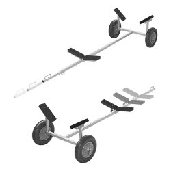 AS Trailer Bootswagen Slipwagen mit Luftreifen und Stahlrahmen Q235 ausziehbarer Griff 245–304 cm demontierbar für Kajak AS