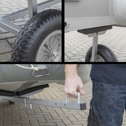 Trailer Bootswagen Slipwagen mit Luftreifen und Stahlrahmen Q235 ausziehbarer Griff 245–304 cm demontierbar für Kajak