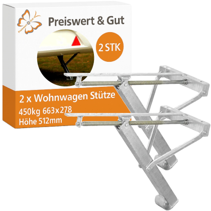 Nivellierstütze Wohnwagen Anhänger 2 Stück 450 kg höhenverstellbar aus verzinktem Stahl mit Trapezgewinde 663 x 278 mm