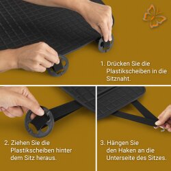 Sitzauflage Auto vorne 51x52 cm wasserdicht aus PU Kunstleder mit Organizer rutschfest kratzfest UV beständig 2er Set für Autos SUVs Vans Wohnwagen