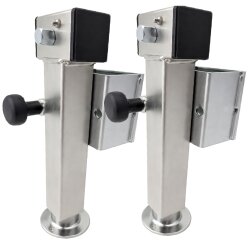 2x Anhängerstützen & Ausdrehstütze Wohnmobil – Stütze 1300 kg, höhenverstellbar 410–655 mm, Stahlrohr 60x60 mm, kippbar – Kurbelstütze und Wohnwagenstützen Anhänger