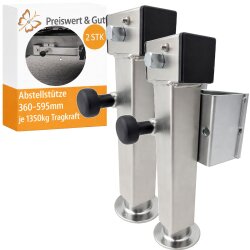 2x Anhängerstützen 360-595 mm bis 1350 kg – verzinkt SF60-D85-SW19-225+ADAP