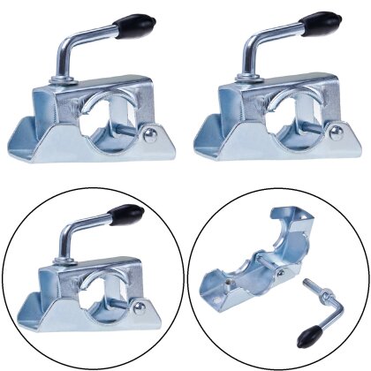 Stützradhalter Anhänger 2er Set 135x70x120mm Klemmhalter Ø48mm Ersatzteile Klemmschelle Stütze aus Stahl als Anhängerzubehör