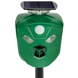 Tierschreck Solar Tiervertreiber Ultraschall + Blitzlicht 360° Marderschreck IP44