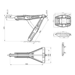 1 x Wohnwagen Stütze 1000Kg 605x280mm H470mm Kurbelstütze + Stützplatte Anhänger 2025