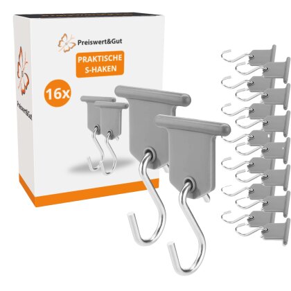 16 STK Markisenhaken für Kederschiene 5-7 mm Edelstahl Kunststoffkopf - Kederhaken Set für Wohnmobil und Wohnwagen Zubehör, grau silber, bis 6,8 kg je Haken