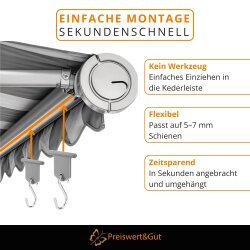 S Haken Set für Kederleiste 5–7 mm aus Edelstahl Kunststoff Metall grau silber für Wohnwagen Camping Wohnmobil Markisenschiene vielseitig belastbar bis 6,8 kg 16 Stück