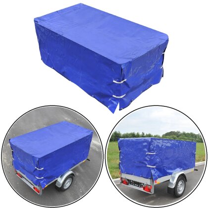 Hochplane Anhänger kompatibel mit STEMA BASIC 750 208x114x90 cm Polyester wasserdicht wetterfest bis -25°C mit Gummigurt Schnallen seitlich Ösen verstärkt verschweißt 500 g/m²