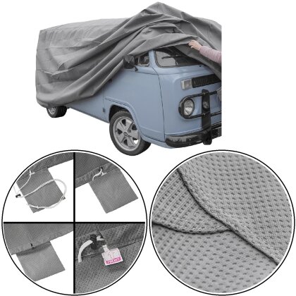Autoabdeckung Winter 615x210x227 cm Wasserfest kompatibel mit VW T1 T2 T3 Bulli Geschenke auch für Sommer mit Kordelzug UV Schutz