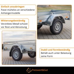 2x Kotflügel Anhänger 750x200x350mm eckig Radkasten für 14 Zoll Rad - verzinkt Stahlblech 1mm - Stoßfest - Modell 2075