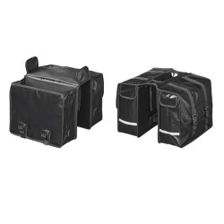 Fahrradtasche Gepäckträger Wasserdicht Doppel Planenmaterial Beidseitig 40L Schwarz 39 x 32,5 x 15 cm 1480 g mit Klickschnallen für E Bikes und Trekkingräder