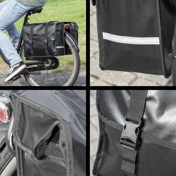 Fahrradtasche Gepäckträger Wasserdicht Doppel Planenmaterial Beidseitig 40L Schwarz 39 x 32,5 x 15 cm 1480 g mit Klickschnallen für E Bikes und Trekkingräder