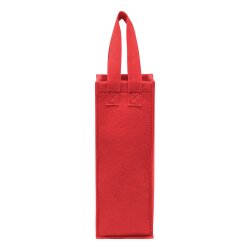 10x Filztasche für Weinflaschen 29,5 x 10,5 x 10,5 cm – Geschenktüten für Weingeschenk beim Rotwein an Weihnachten oder Hochzeit als Weintasche Rot mit 2 Henkeln aus Filz