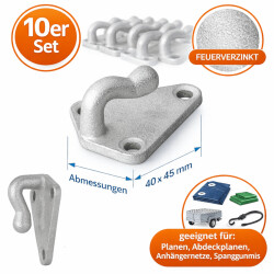 Planenhaken 2er Set 40x45 mm aus feuerverzinktem...
