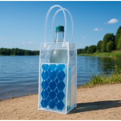 Mini Kühltasche 10 x 10 x 25 cm – Flaschenkühler Manschette mit integriertem Kühl-Akku kleine Kühltaschen für 1L Flaschen auch als Weinkühler verwendbar