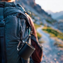 Edelstahl Isolierbecher 4er Set schwarz 300 ml mit Henkel Karabinerhaken doppelwandige Thermotassen für Kaffee Tee Camping Arbeit Outdoor