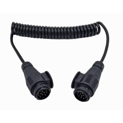 Anhängerkabel Spiralenkabel 3,5 Meter 13 polig schwarz 12 Volt 8 Adern 7 × 1,0 mm² + 1 × 1,5 mm² Plug and Play Ersatzkabel für Anhänger Wohnwagen Caravan