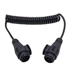 Anhängerkabel Spiralenkabel 3,5 Meter 13 polig schwarz 12 Volt 8 Adern 7 × 1,0 mm² + 1 × 1,5 mm² Plug and Play Ersatzkabel für Anhänger Wohnwagen Caravan
