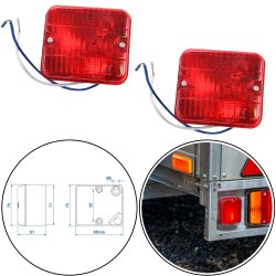 Nebelschlussleuchte 2 Stück 12V E9 75 x 85 x 50 mm...