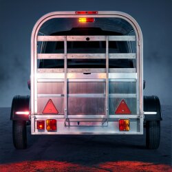 Nebelschlussleuchte 2 Stück 12V E9 75 x 85 x 50 mm inklusive 21W BA15s Leuchtmittel und Montagezubehör kompakte Rückleuchte für Anhänger robust spritzwassergeschützt