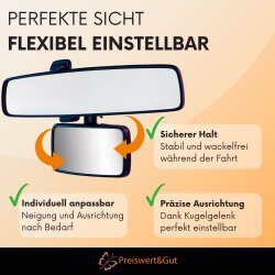 Auto-Babyspiegel – Rückspiegel fürs Baby 11 × 5,5 cm – Clip-Halterung & verstellbare Klammer 49-82 cm – Kinderspiegel für Rückbank & Babyschale
