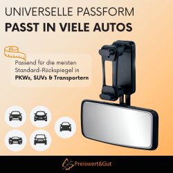 Auto-Babyspiegel – Rückspiegel fürs Baby 11 × 5,5 cm – Clip-Halterung & verstellbare Klammer 49-82 cm – Kinderspiegel für Rückbank & Babyschale