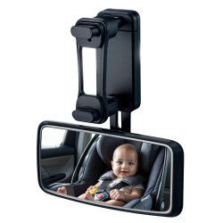 Spiegel Auto Baby Rückbank Spiegelfläche 11,5 x 5,5 cm Innenspiegel Clip Zusatzspiegel Kinder Spiegel mit Glas 360° Kugelgelenk verstellbar für Rückbank Clip Min 49mm – Max 82mm