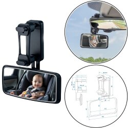 Spiegel Baby Auto Rücksitz Spiegelfläche 11,5x5,5cm Clip Min 49mm Max 82mm