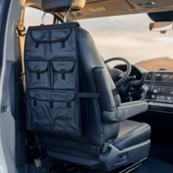 Auto Organizer für Rückenlehne vorne H 76 x B 42 cm Kunstleder schwarz Autositz Organizer große Sitze für LKW KFZ VW Bus VAN T5 T6 Befestigung Ösen Gummibänder
