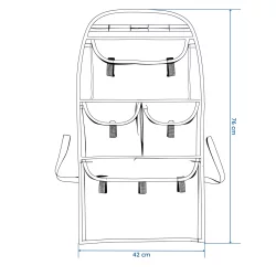 Auto Organizer für Rückenlehne vorne H 76 x B 42 cm Kunstleder schwarz Autositz Organizer große Sitze für LKW KFZ VW Bus VAN T5 T6 Befestigung Ösen Gummibänder