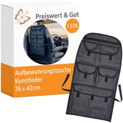 Hänge Organizer H 76 x B 42 cm Kunstleder Auto Tasche Rücksitz kompatibel mit LKW KFZ VW Bus VAN T5 T6 Befestigung Befestigung Gummibänder