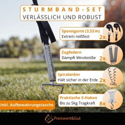 Sturmband Markise Abspannset Hold Down Side Kit kompatibel mit Thule Omnistor Markise für Wohnmobil Wohnwagen mit Spanngurt Spiralanker