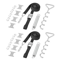 Sturmband Markise Abspannset Hold Down Side Kit kompatibel mit Thule Omnistor Markise für Wohnmobil Wohnwagen mit Spanngurt Spiralanker