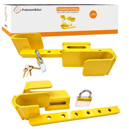 Containerschloss 2er Set Seecontainer Schloss verstellbar 23–42 cm aus gehärtetem Stahl signalgelb Diebstahlsicherung für LKW & Container