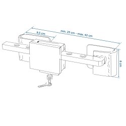 2 x Containerschloss ausziehbar 23–42 cm aus gehärtetem Stahl mit Korrosionsschutz für Containerstangen und LKW Stangen Doppelflügeltüren Diebstahlsicherung für Seecontainer Baucontainer etc.