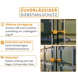 2 x Containerschloss ausziehbar 23–42 cm aus gehärtetem Stahl mit Korrosionsschutz für Containerstangen und LKW Stangen Doppelflügeltüren Diebstahlsicherung für Seecontainer Baucontainer etc.